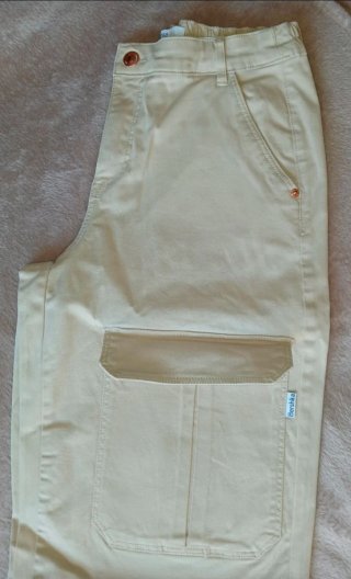 Pantalones Cargo Anchos Beige