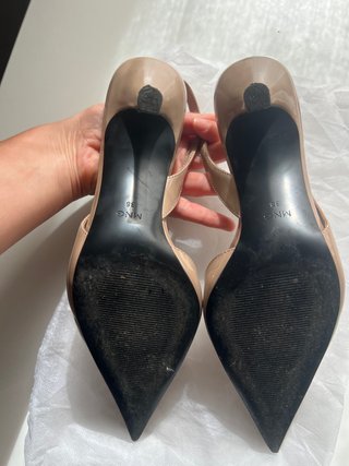 Zapatos Mango tacón punta beige talla 38