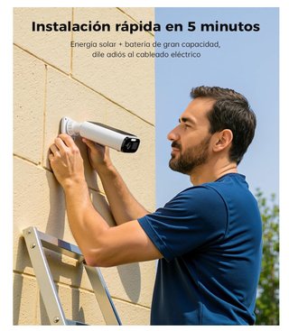 Cámara Solar Vigilancia Exterior 2K WiFi