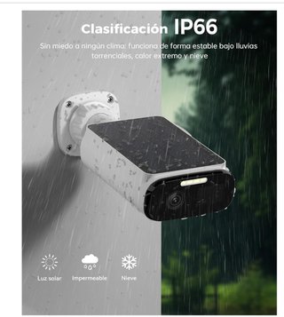 Cámara Solar Vigilancia Exterior 2K WiFi