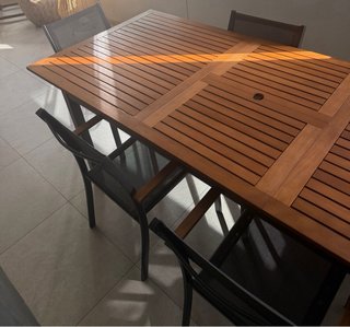 Conjunto Mesa y Sillas Exterior Metal Gris