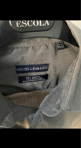Camisa Zara Gris Manga Larga