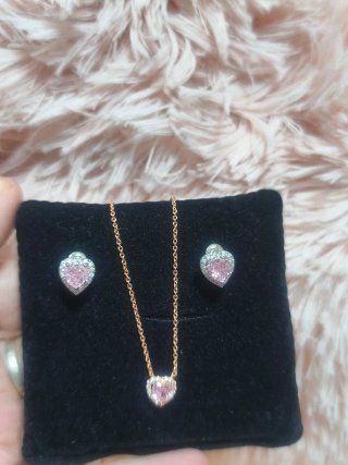 Conjunto Pandora Corazón Rosa y Dorado