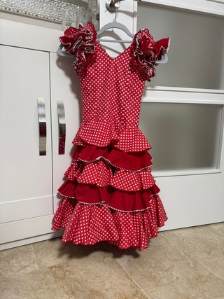 Traje Flamenca Niña Rojo Lunares