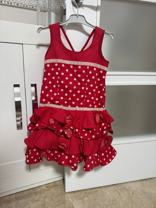 Traje Flamenca Niña Rojo Lunares
