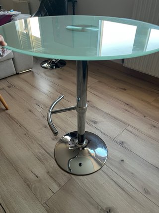 Mesa alta cristal y metal 80cm