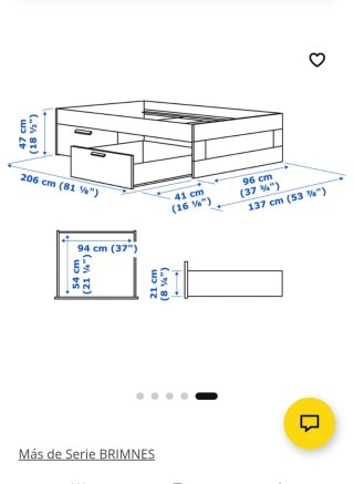 Cama individual Ikea con cajones
