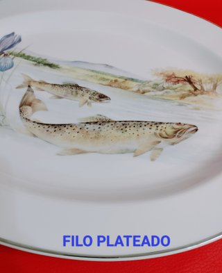 Vajilla de porcelana con peces y flores