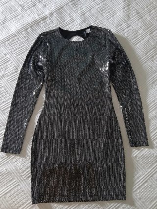 Vestido fiesta lentejuelas negro XS