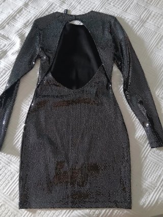 Vestido fiesta lentejuelas negro XS