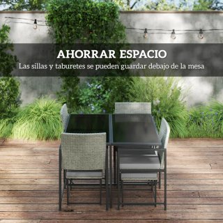 Conjunto Jardín Ratán 9 Piezas
