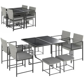 Conjunto Jardín Ratán 9 Piezas