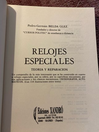 Relojes especiales mecánicos teoria y reparación
