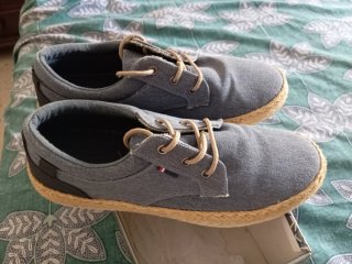 Zapatillas Hombre Lona Beige/Gris azulado