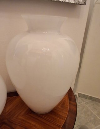 Coppia vasi design in vetro bianco
