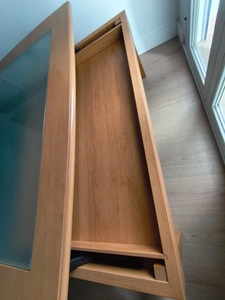 Mesa de centro elevable madera y cristal