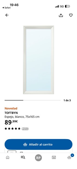 Espejo de pared Ikea TOFTBYN
