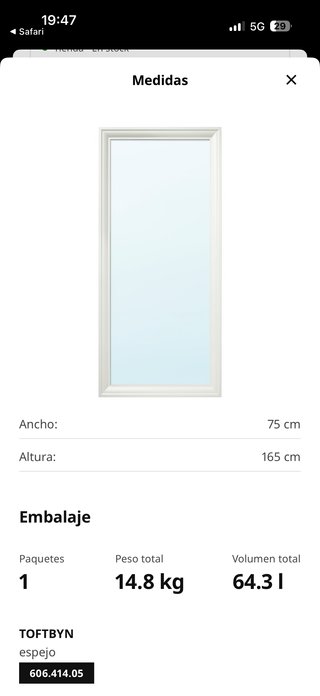 Espejo de pared Ikea TOFTBYN