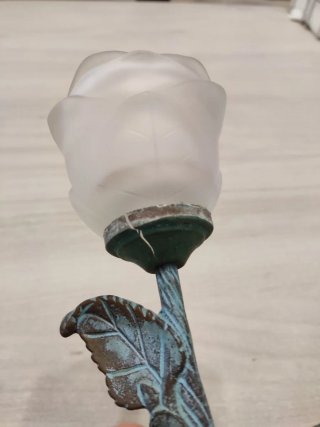 Portavelas de Rosa Metal y Cristal