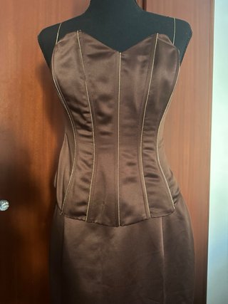 Vestido fiesta marrón chocolate Talla 36