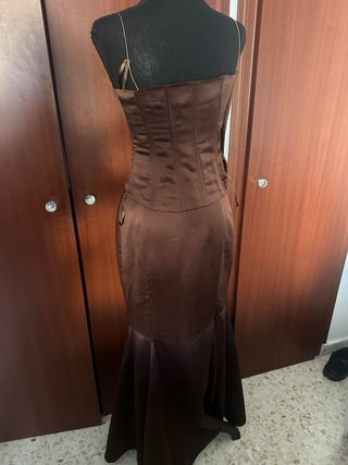 Vestido fiesta marrón chocolate Talla 36