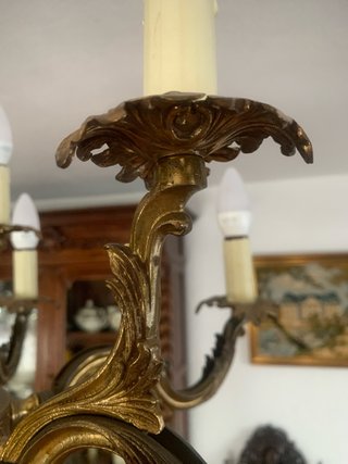 Lámpara araña bronce macizo 9 luces