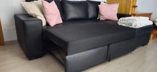 Sofá Cama Chaise Longue Negro