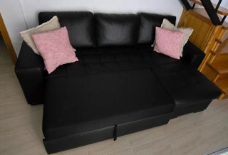 Sofá Cama Chaise Longue Negro