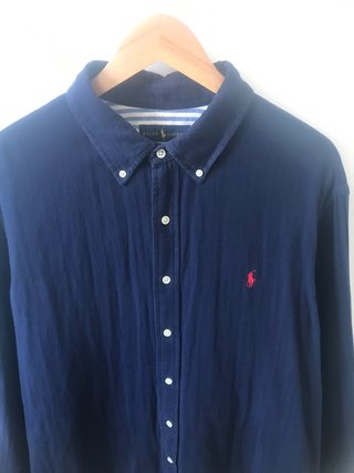 Ralph Lauren Camisa Hombre XXL Azul Marino Pony
