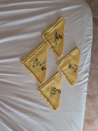 Mantel y 4 servilletas bordados