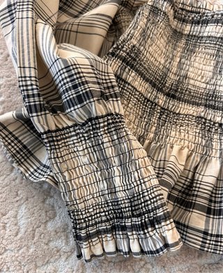 Blusa Zara cuadros escuadra manga abullonada