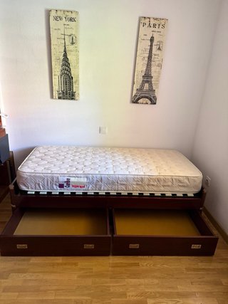 CAMA DE MADERA - REGALO DE COLCHÓN (80x1,90cm)