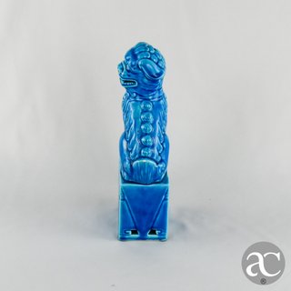 Figura Cão de Foo Azul Turquesa Porcelana