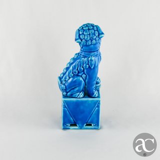 Figura Cão de Foo Azul Turquesa Porcelana
