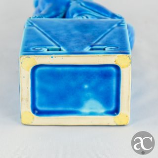Figura Cão de Foo Azul Turquesa Porcelana