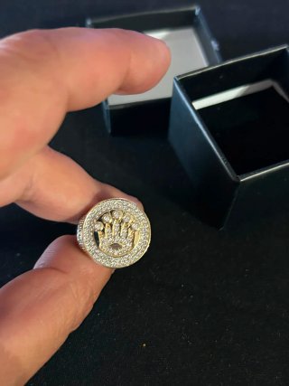 Anillo Caballero Oro 14k Bañado Corona Diamantes
