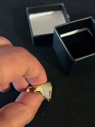Anillo Caballero Oro 14k Bañado Corona Diamantes