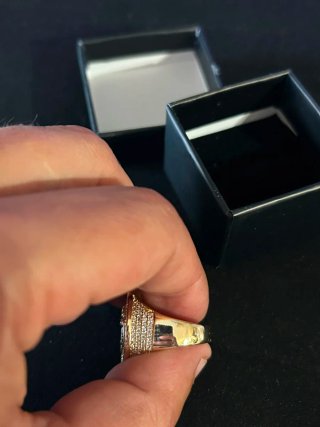 Anillo Caballero Oro 14k Bañado Corona Diamantes