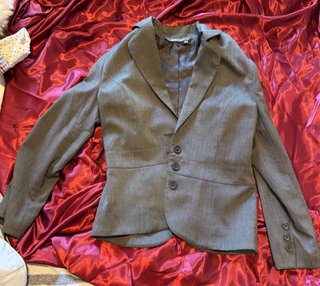 Chaqueta de vestir gris y marrón