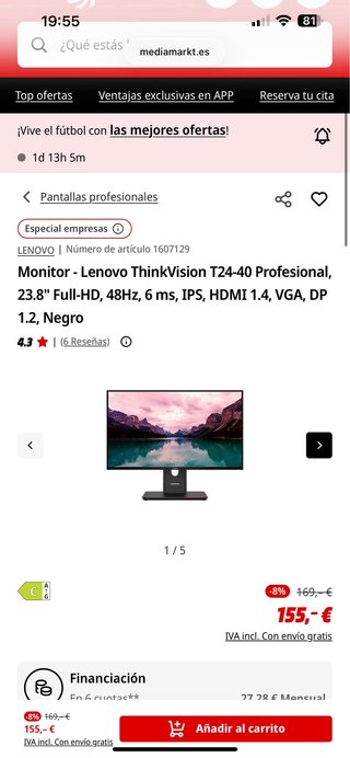 Monitor Lenovo ThinkVision T24-40