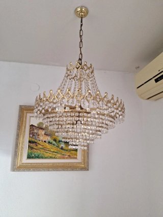 Lámpara araña dorada cristal