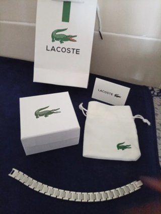 Pulsera Hombre Lacoste Plata y Blanco