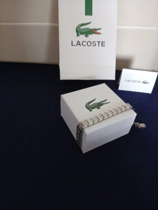 Pulsera Hombre Lacoste Plata y Blanco