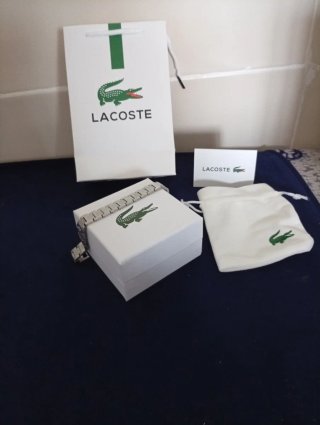 Pulsera Hombre Lacoste Plata y Blanco