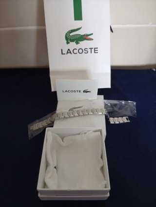 Pulsera Hombre Lacoste Plata y Blanco