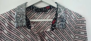 Camisa Guess Mujer Rosa y Plateada