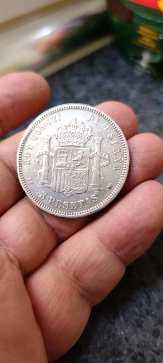 Moneda Alfonso XIII 5 Pesetas Plata 1890