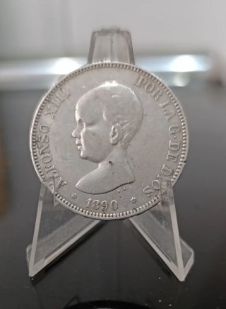Moneda Alfonso XIII 5 Pesetas Plata 1890