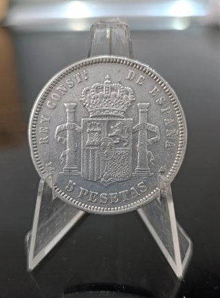 Moneda Alfonso XIII 5 Pesetas Plata 1890