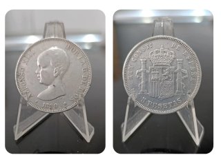 Moneda Alfonso XIII 5 Pesetas Plata 1890